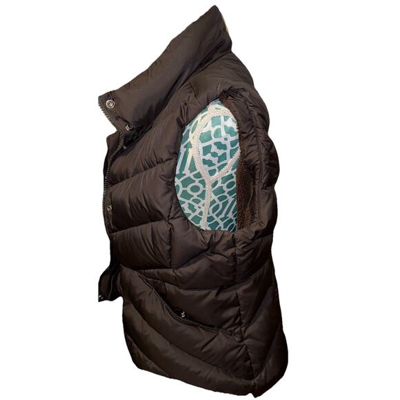 J Crew Brown Puffer DOWN Vest Zip And Snap, Pockets Women’s Large - Picture 5 of 9